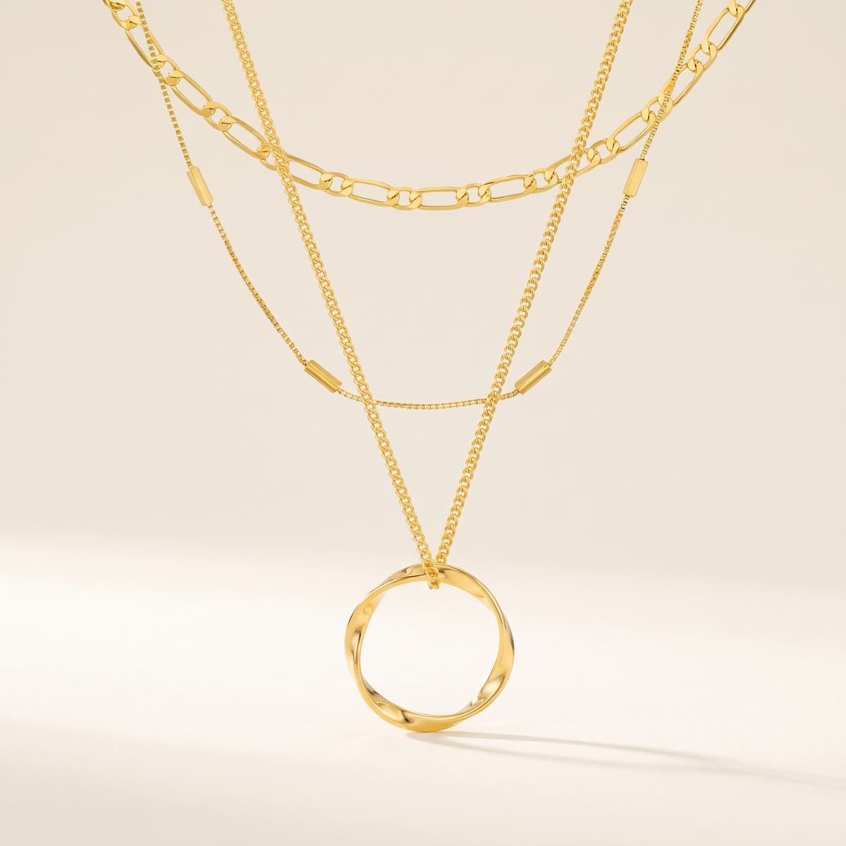 Classic Three-Row Gold Necklace – Albella Jewelry