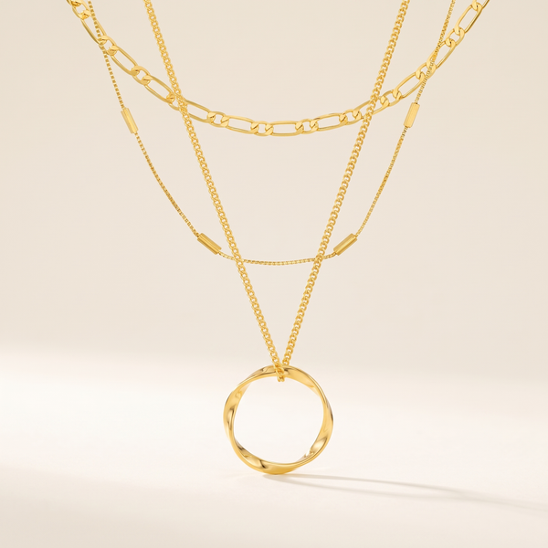 Classic Three-Row Gold Necklace – Albella Jewelry