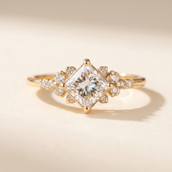 Square Solitaire Ring – Gold – Albella Jewelry