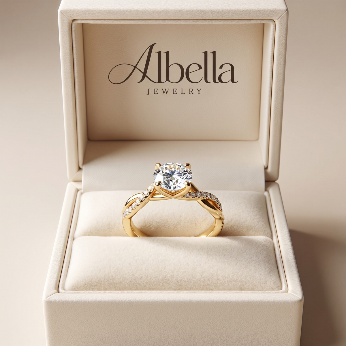 Jane Twisted Diamond Ring in Albella Jewelry gift box