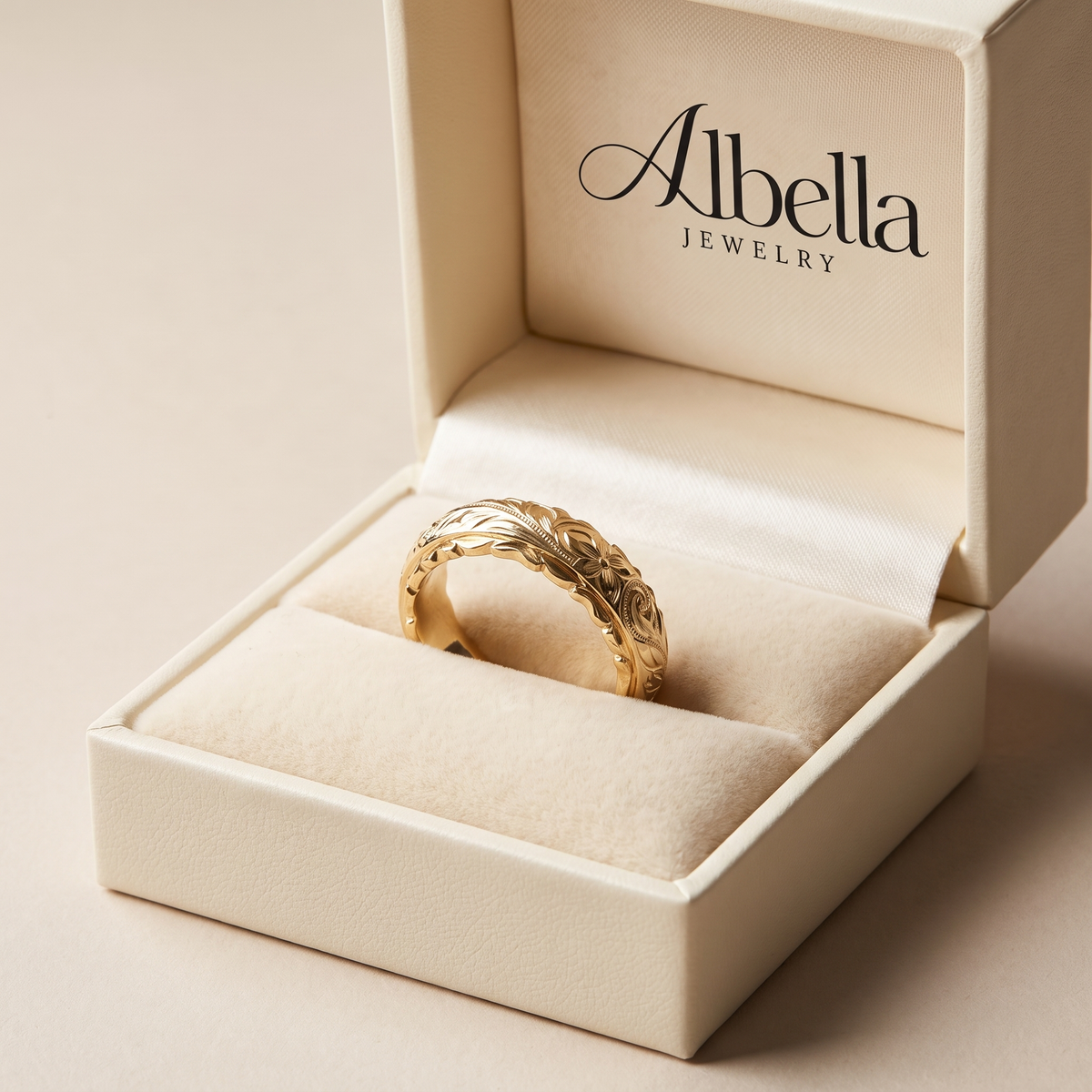 Antique Gold Flower Ring in Albella Jewelry gift box