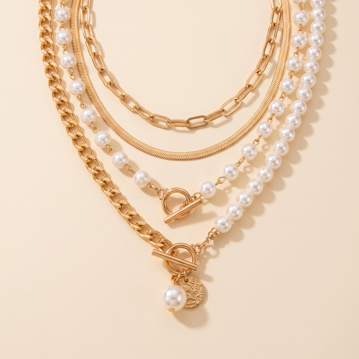 Vintage Pearl & Snake Chain Necklace Set – Albella Jewelry