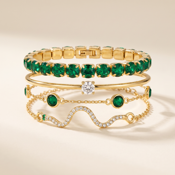 Green Gemstone Bracelet Set – Albella Jewelry