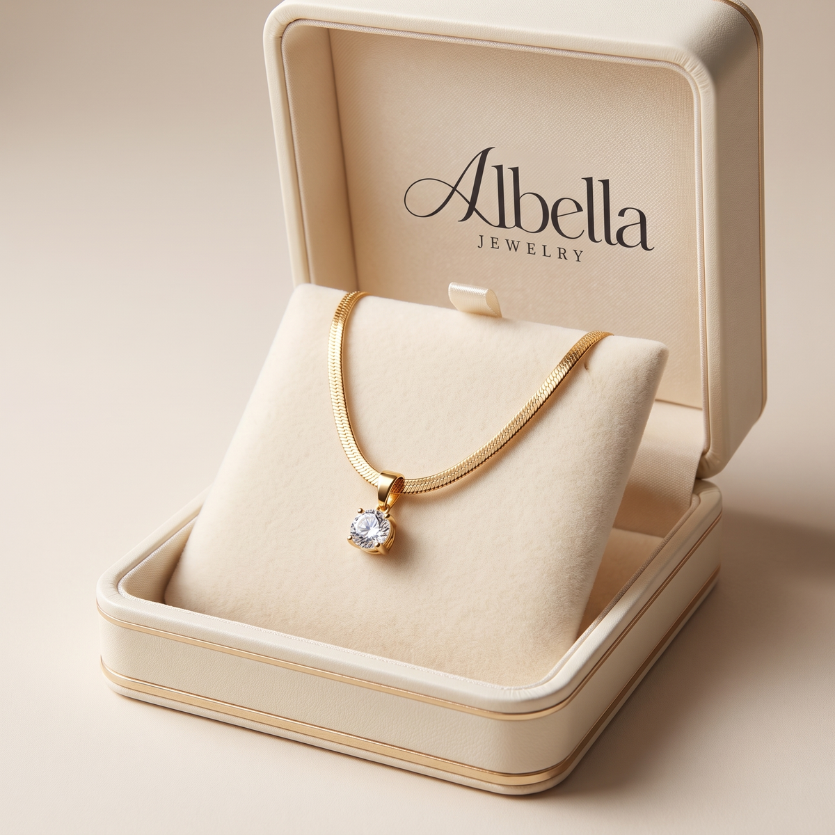 Elegant Gold Pendant Necklace with Rhinestones in Albella Jewelry gift box