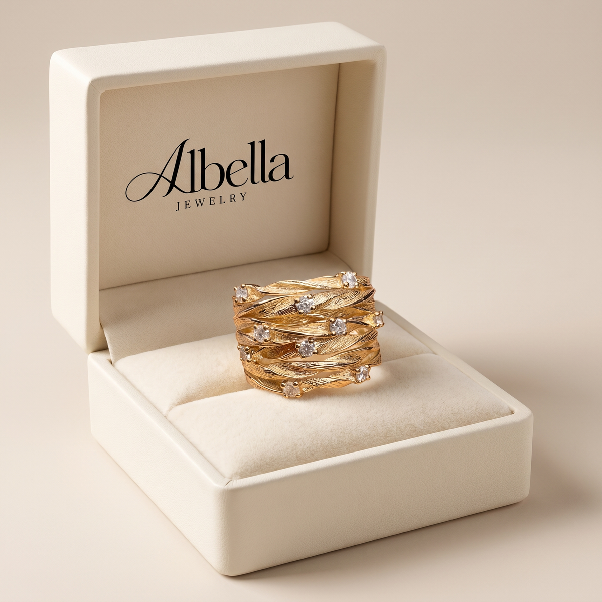 Vintage Gold Ring in Albella Jewelry gift box