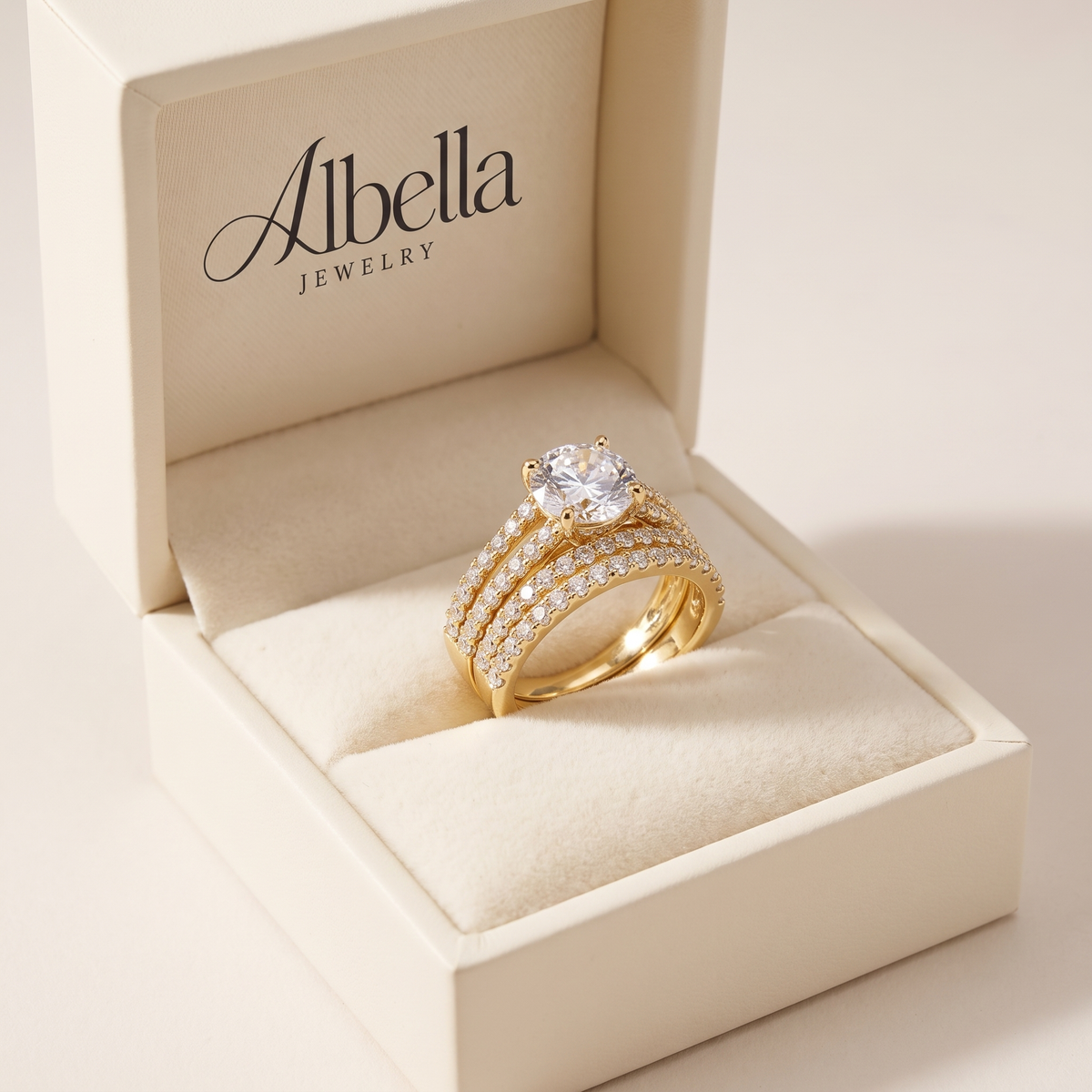 Eternal Radiance Diamond Ring Set in Albella Jewelry gift box
