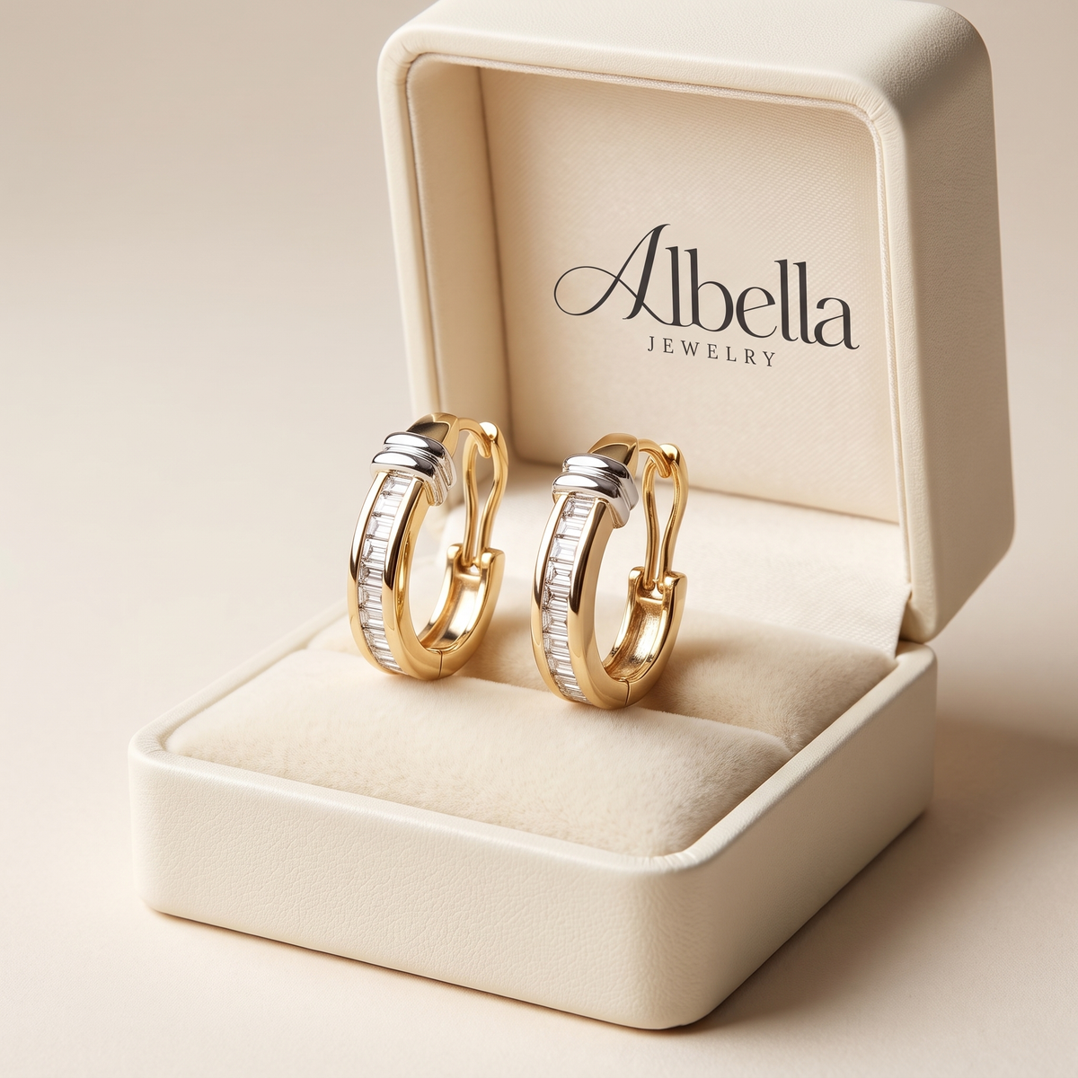 Vintage Gold and Diamond Earrings in Albella Jewelry gift box