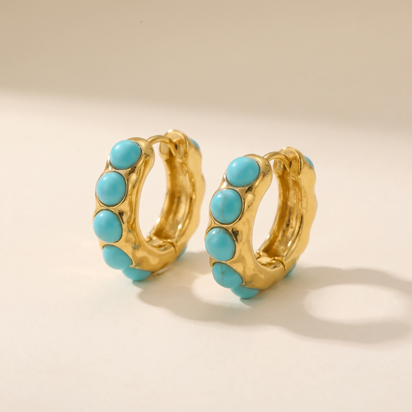 Turquoise Stone Hoop Earrings – Albella Jewelry
