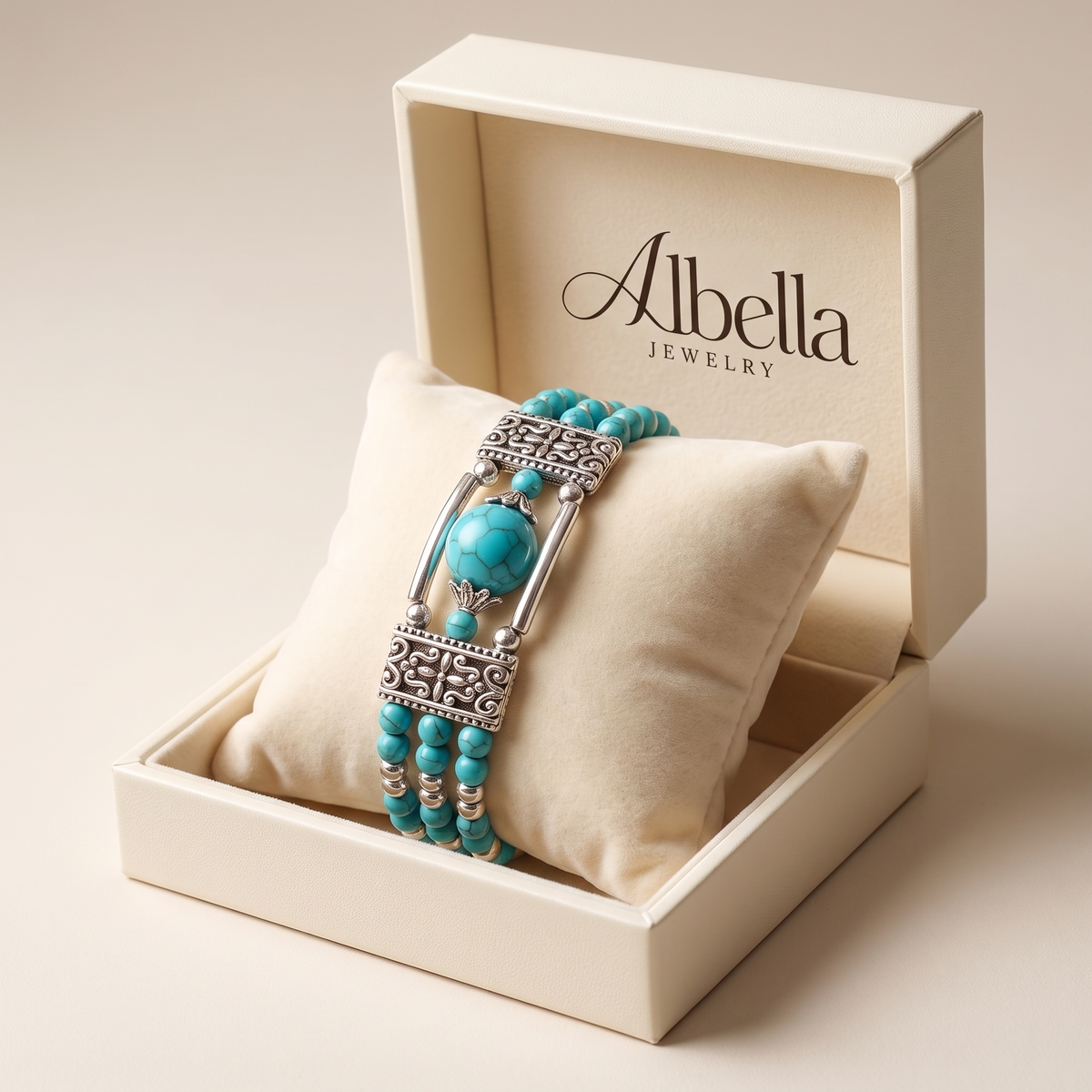 Turquoise Stone Bracelet in Albella Jewelry gift box
