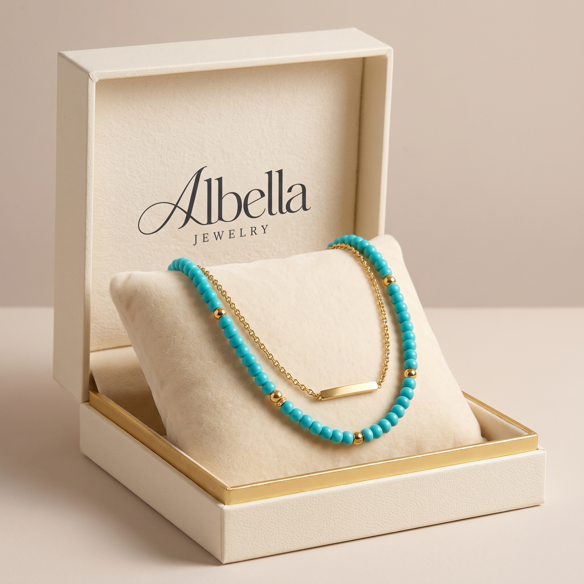 Radiant Gold Turquoise Chain Bracelet in Albella Jewelry gift box