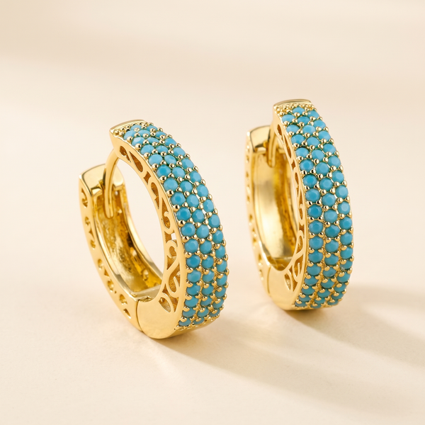 Minimalist Turquoise Hoop Earrings – Albella Jewelry