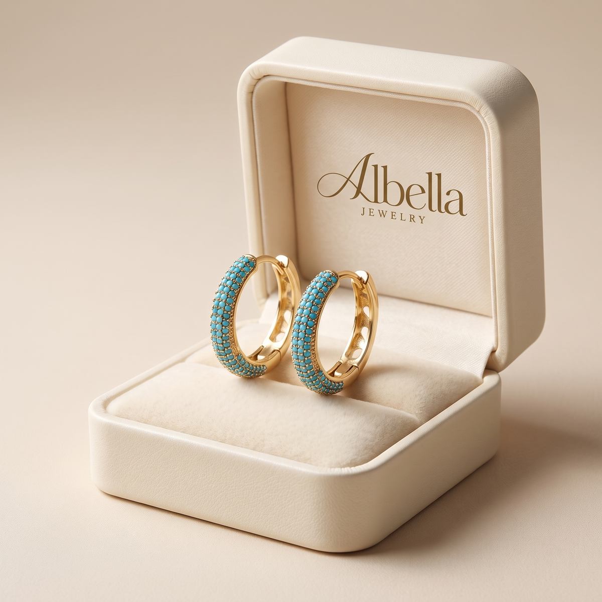 Charming Turquoise Earrings in Albella Jewelry gift box