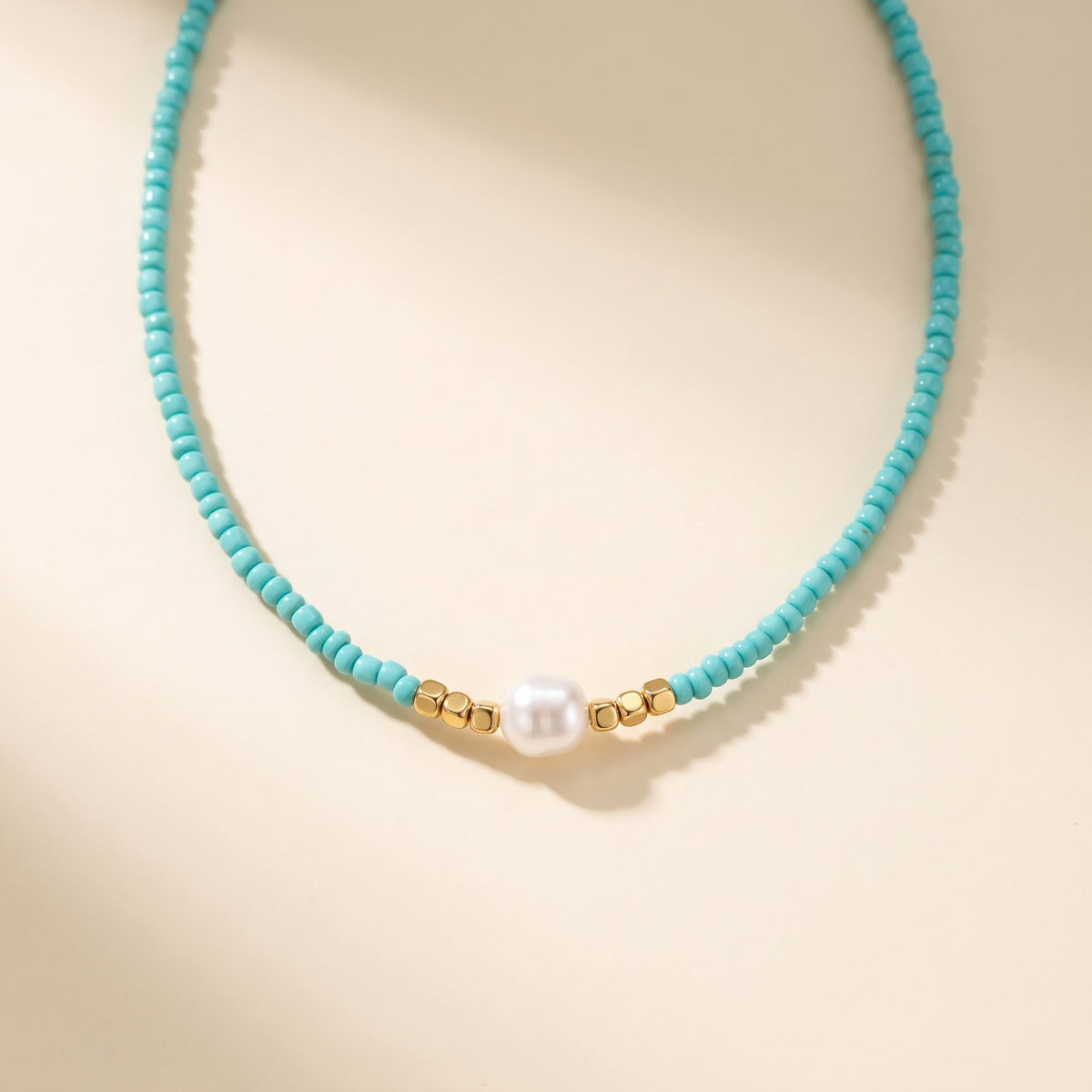 Minimalist Turquoise and Pearl Necklace – Albella Jewelry