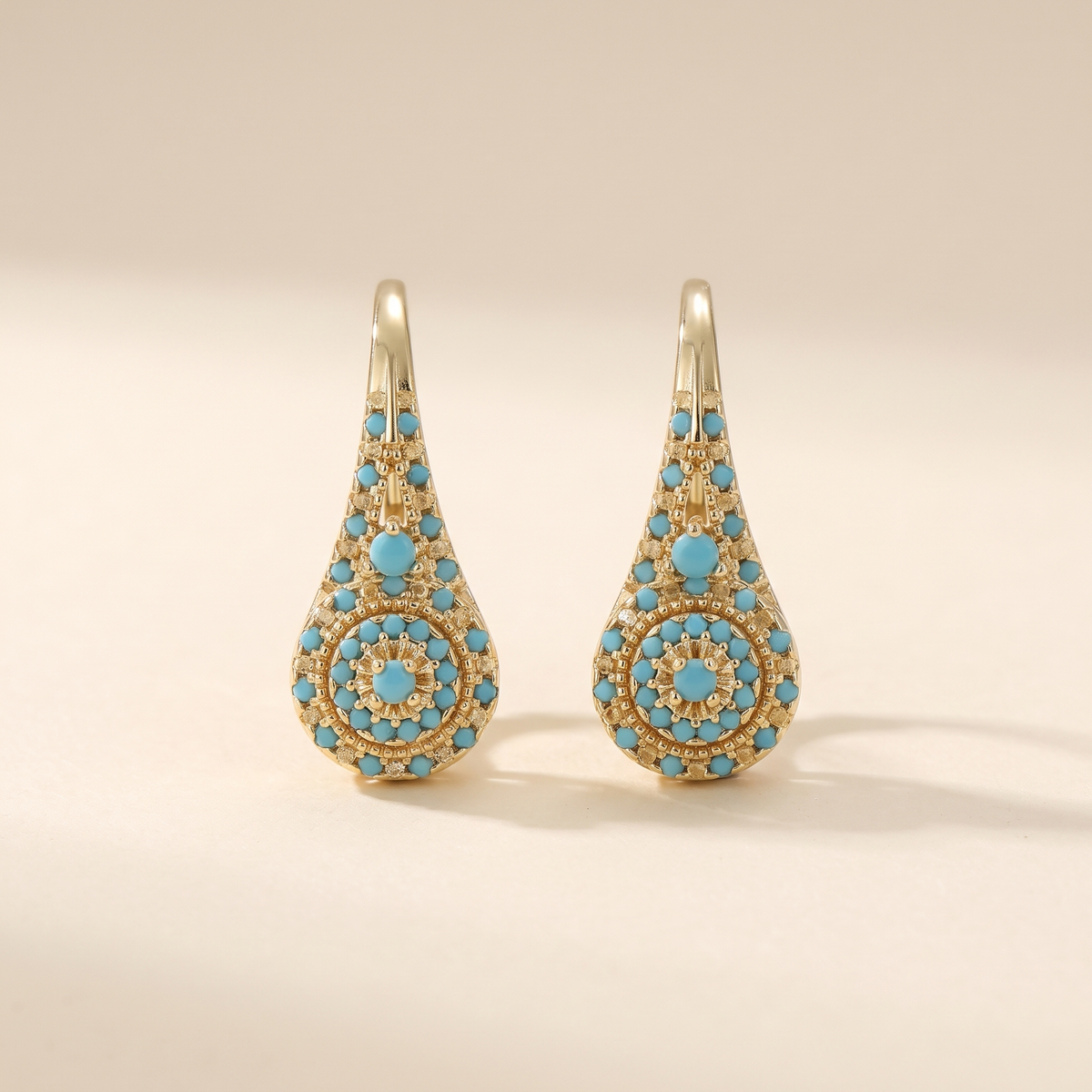Gold Turquoise Flower Earrings – Albella Jewelry