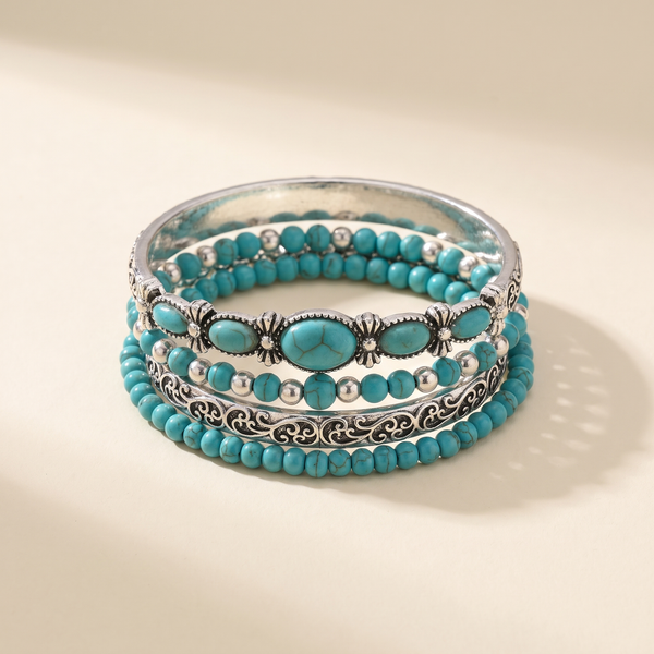 Premium Turquoise Beaded Bracelet Set – Albella Jewelry