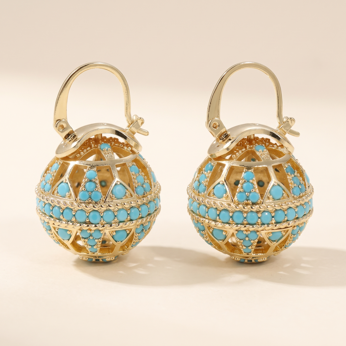 Gold Turquoise Mandala Earrings – Albella Jewelry