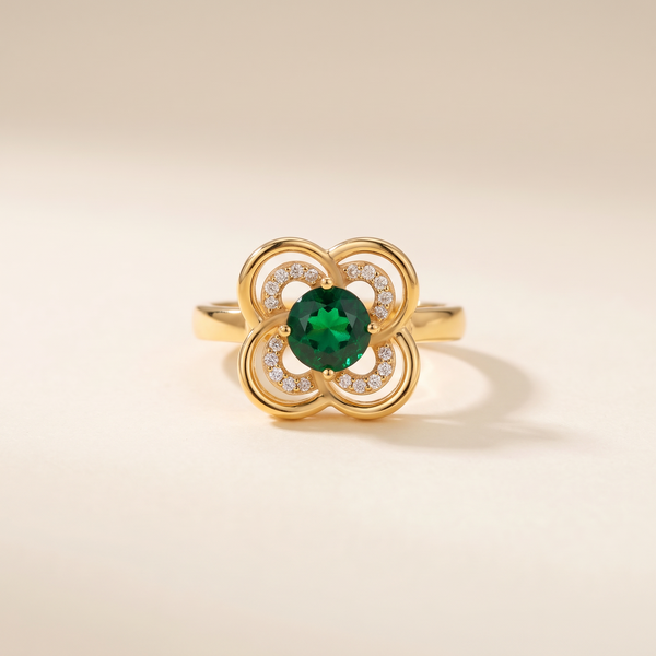 Clover Halo Emerald Spinner Ring – Albella Jewelry