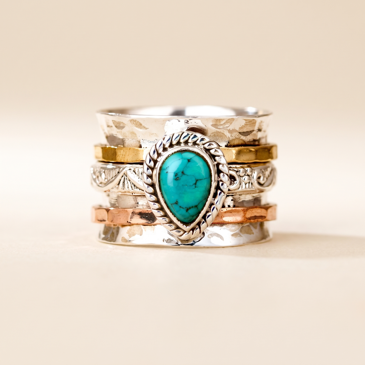 Sophisticated Inlaid Turquoise Ring – Albella Jewelry
