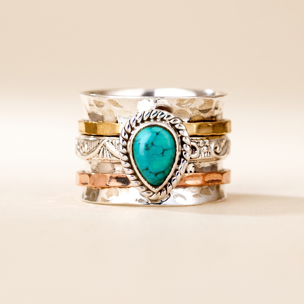 Sophisticated Inlaid Turquoise Ring – Albella Jewelry