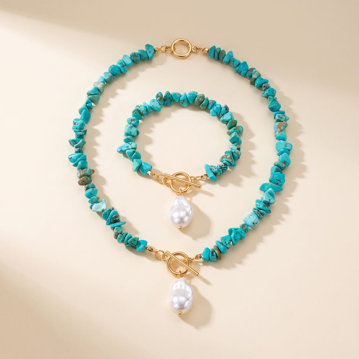 Turquoise & Pearl Necklace and Bracelet Set – Albella Jewelry