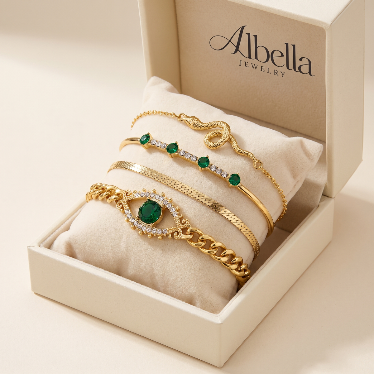 Serpina Veyra Bracelet Set in Albella Jewelry gift box