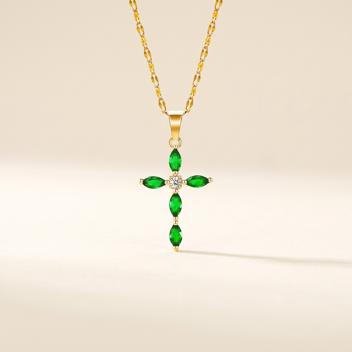 Emerald Cross Necklace – Albella Jewelry