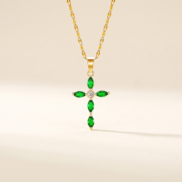 Emerald Cross Necklace – Albella Jewelry