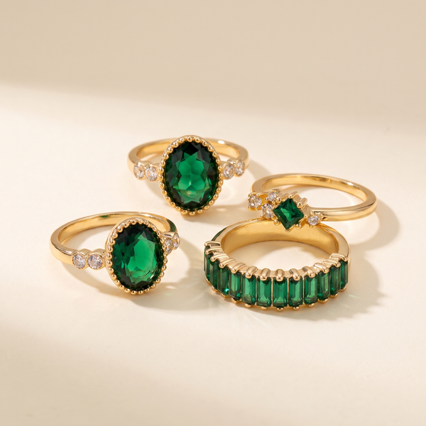 Zarina Exquisite Emerald Ring Set – Albella Jewelry