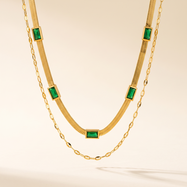 Sorella Gem Retro Double-Layer Necklace – Albella Jewelry