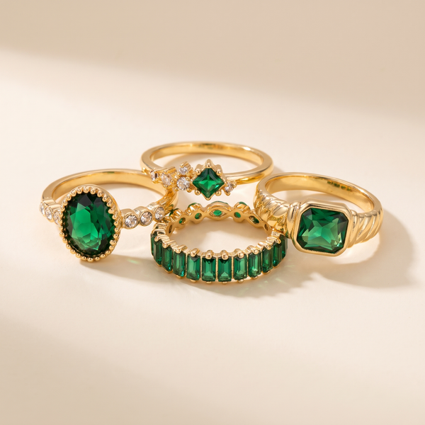 Zarina Exquisite Emerald Ring Set – Albella Jewelry