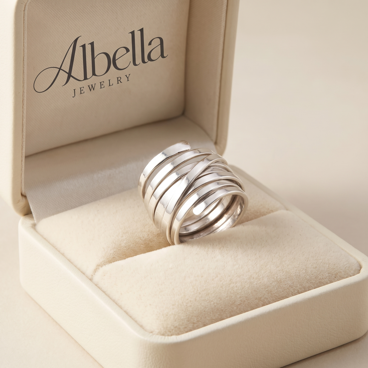 Bliss – Vintage Thick-Plated Silver Ring in Albella Jewelry gift box