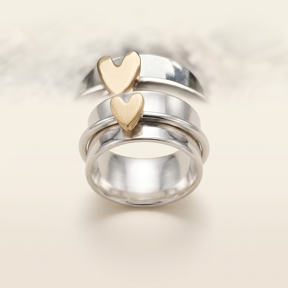 Gold Heart Silver Ring – Albella Jewelry
