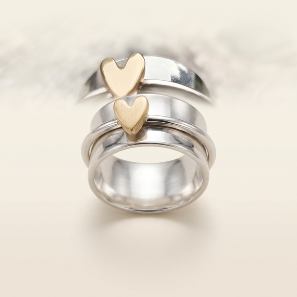 Gold Heart Silver Ring – Albella Jewelry