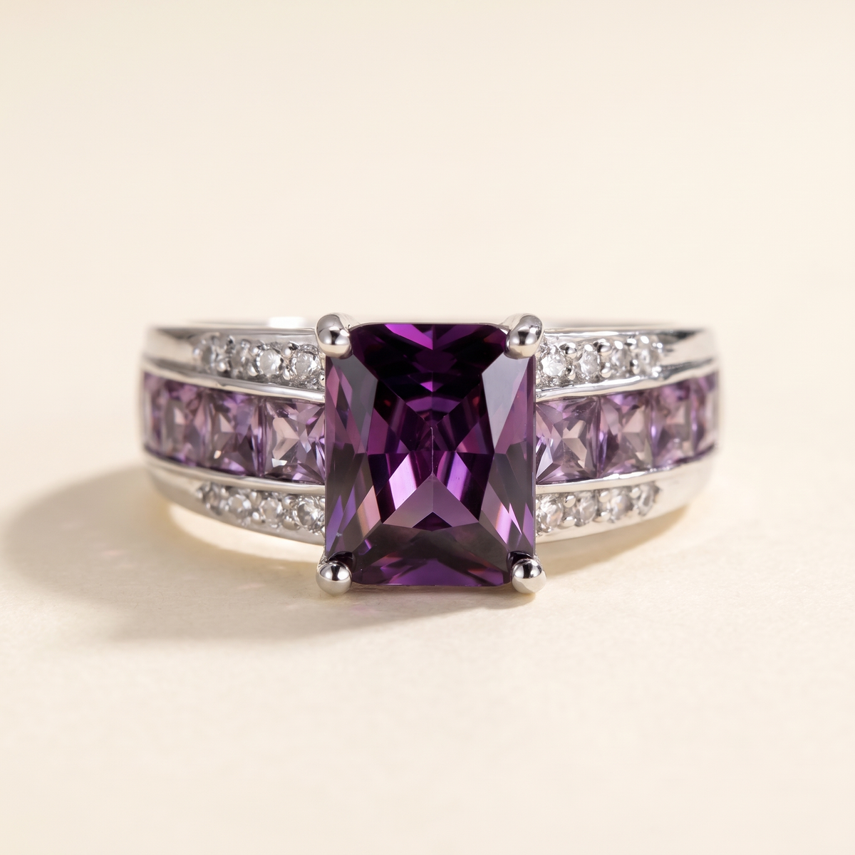 Silver Channel-Set Amethyst Ring – Albella Jewelry