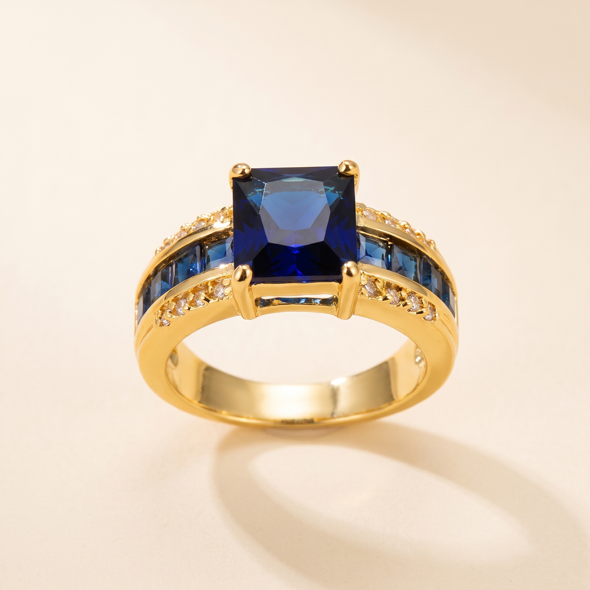 Gold Square-Cut Sapphire Ring – Albella Jewelry