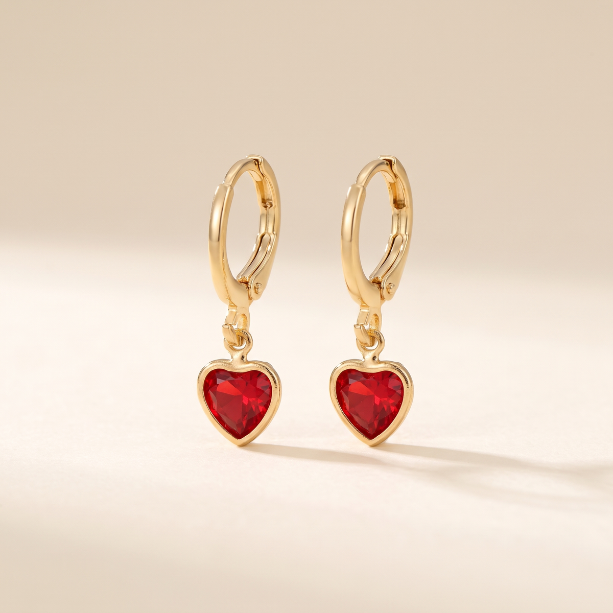 Gold Ruby Heart Drop Earrings – Albella Jewelry