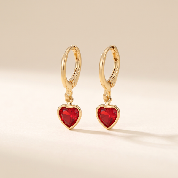 Gold Ruby Heart Drop Earrings – Albella Jewelry