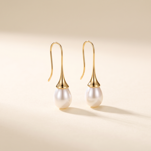 Gold Pearl Drop Earrings – Albella Jewelry