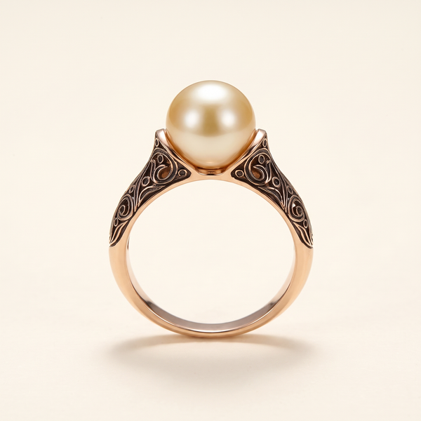 Filigree Gold Ring with Pearl – Albella Jewelry