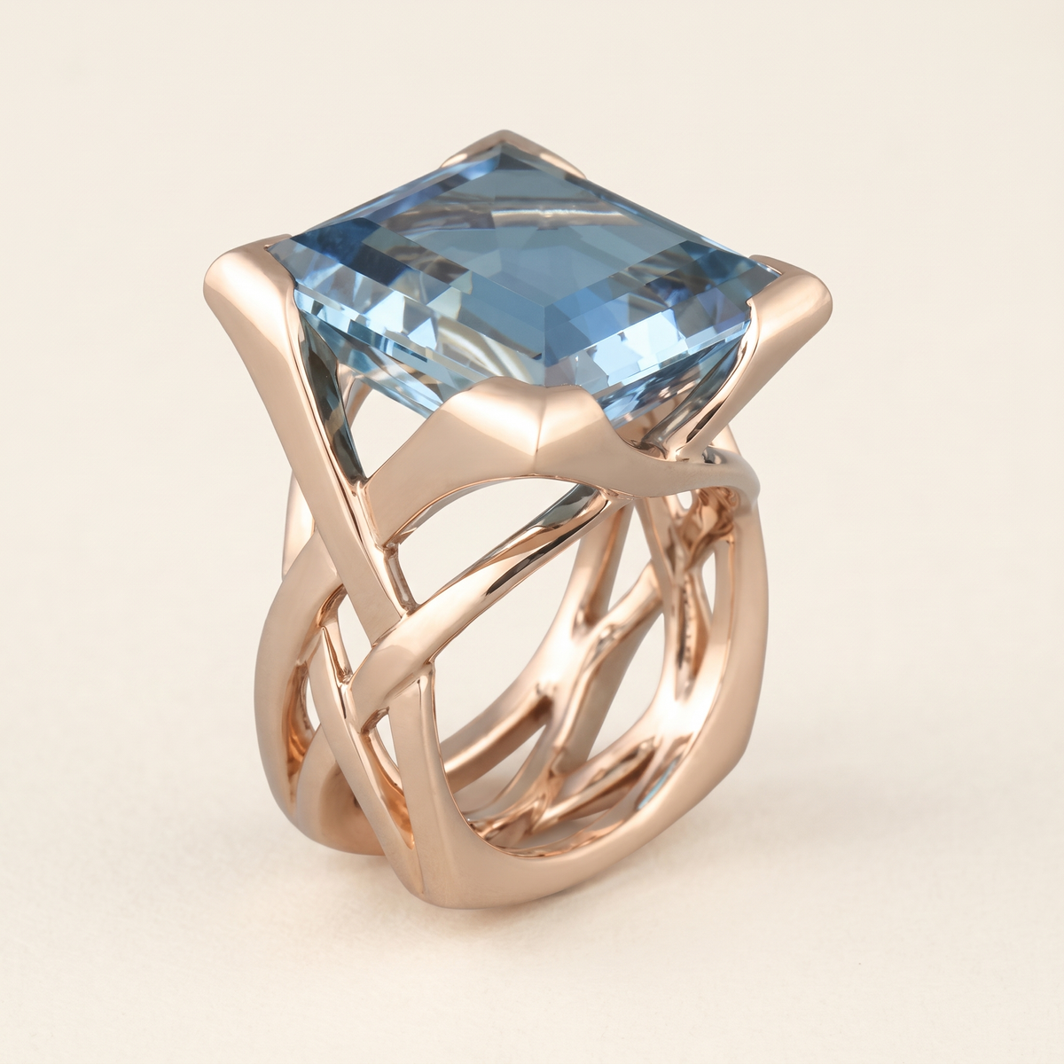 Antique-Inspired Rose Gold Ring with Blue Zircon – Albella Jewelry