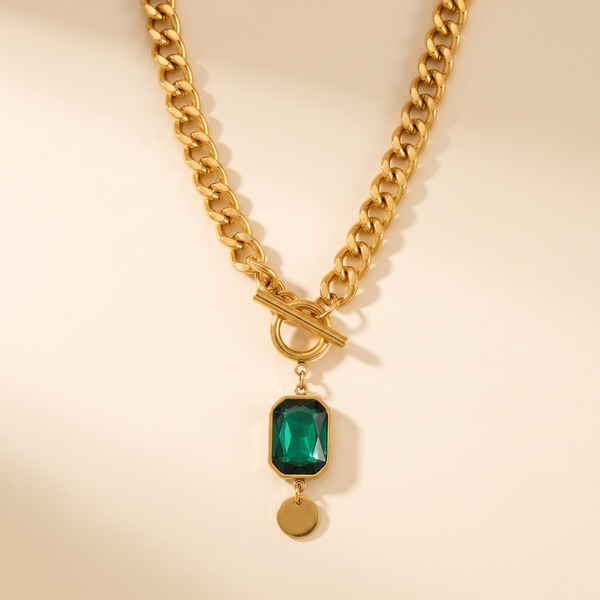 Gold Emerald Chain Necklace – Albella Jewelry