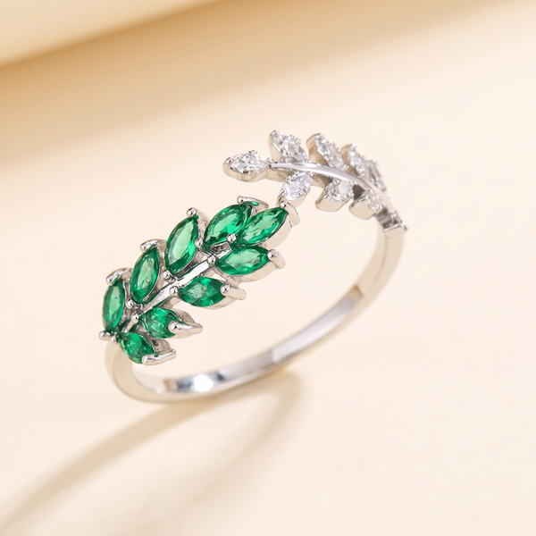 Antique-Inspired Green Leaf Ring – Albella Jewelry