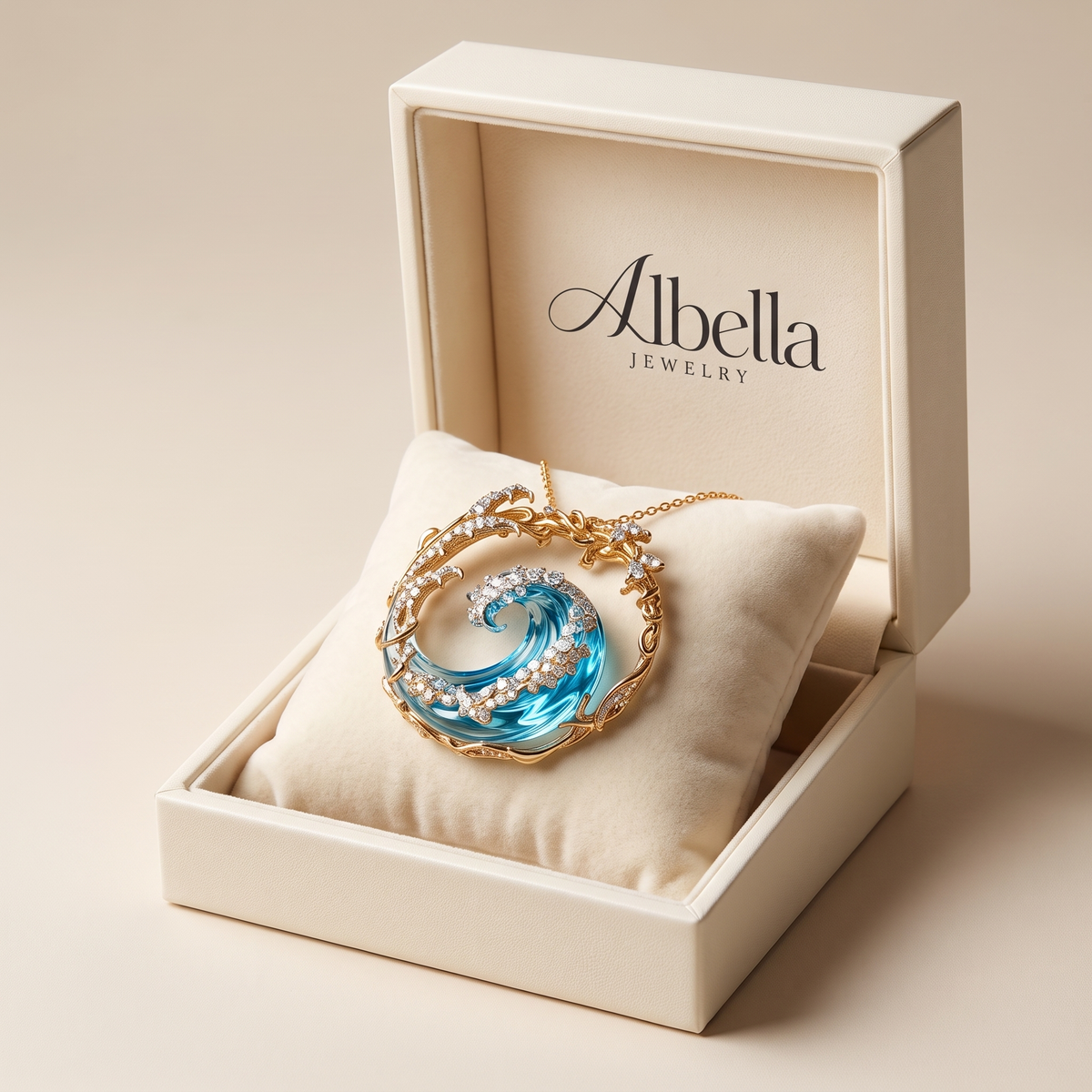 Ocean's Oath Necklace in Albella Jewelry gift box
