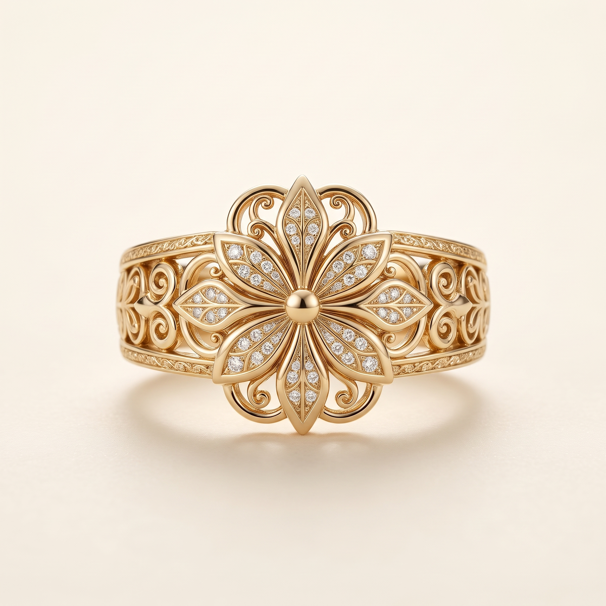 Exotic Flower Zirconia Gold Ring – Albella Jewelry