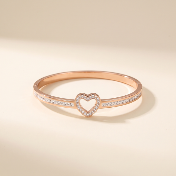 Chic Bangle Bracelets with Heart Charms – Albella Jewelry