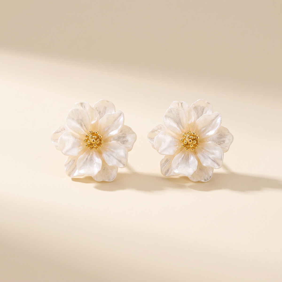 Chic White Acrylic Flower Stud Earrings – Albella Jewelry