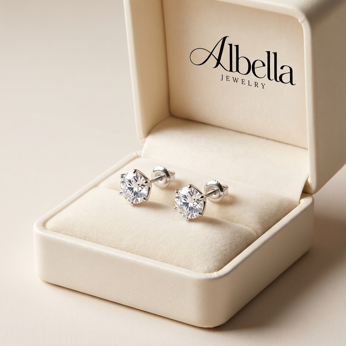 Tera Chic White Gold Earrings in Albella Jewelry gift box