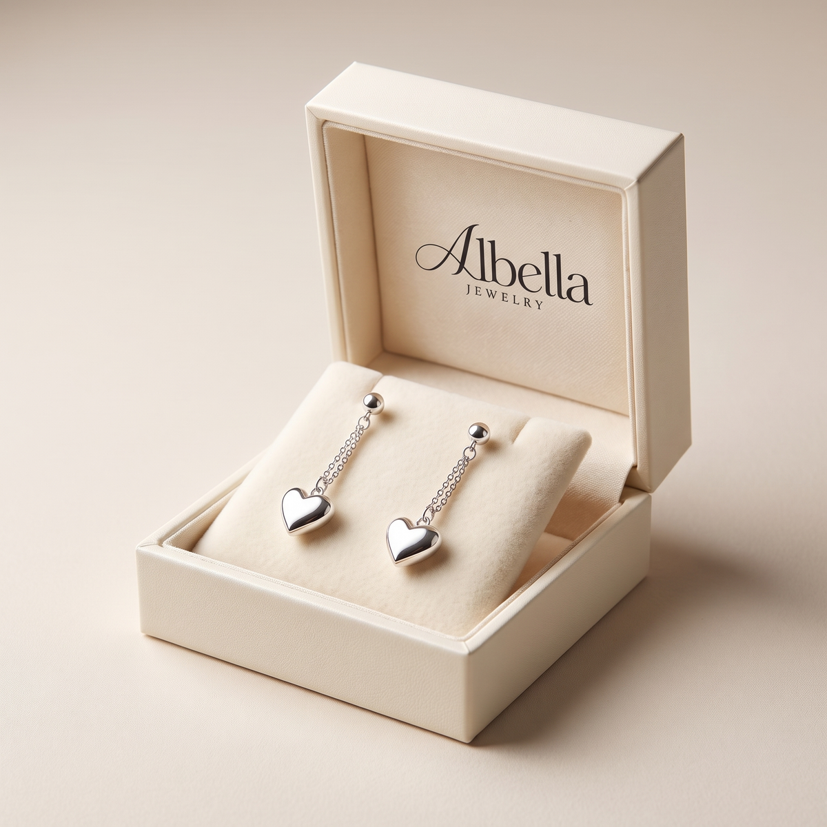 Antique-Inspired Geometric Heart Hoop Earrings in Albella Jewelry gift box