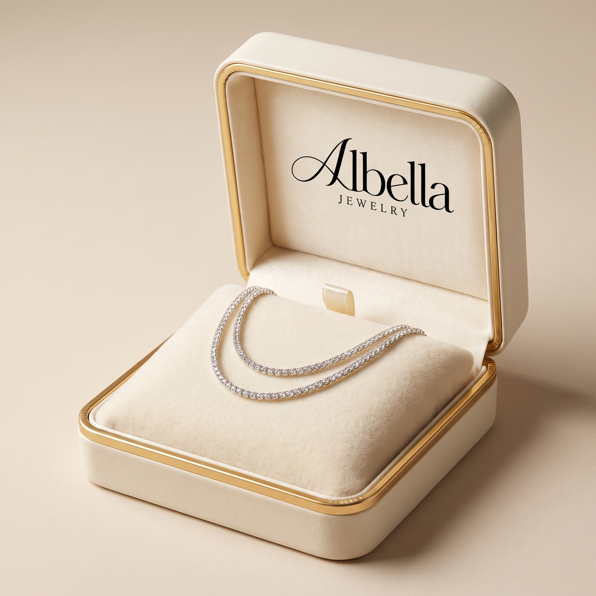 Double-Layer Crystal Necklace in Albella Jewelry gift box