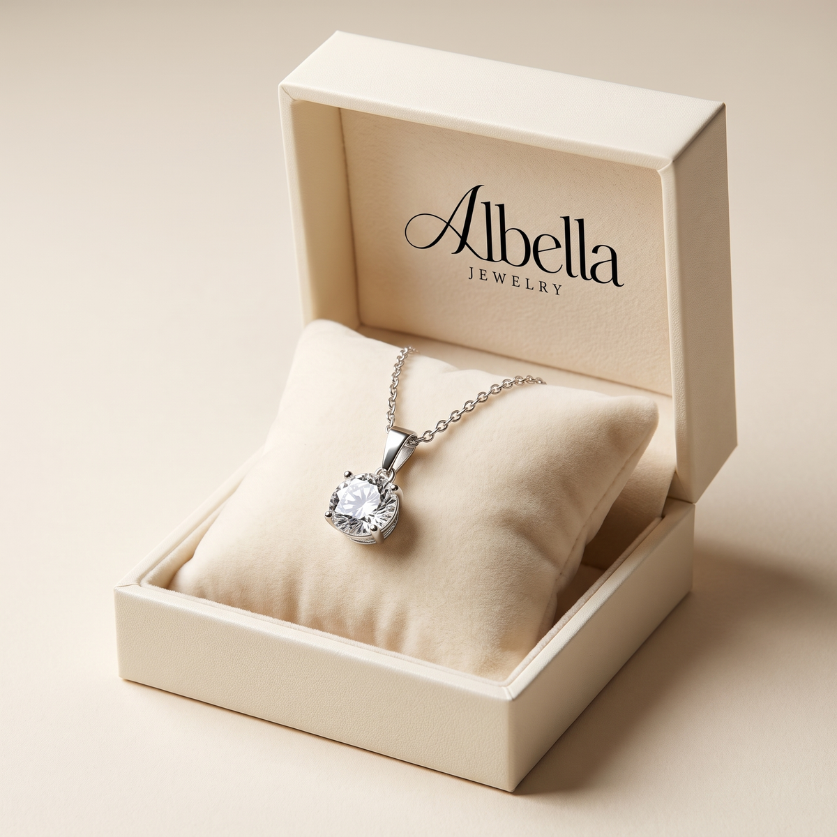 Classic Zircon Pendant Necklace in Albella Jewelry gift box